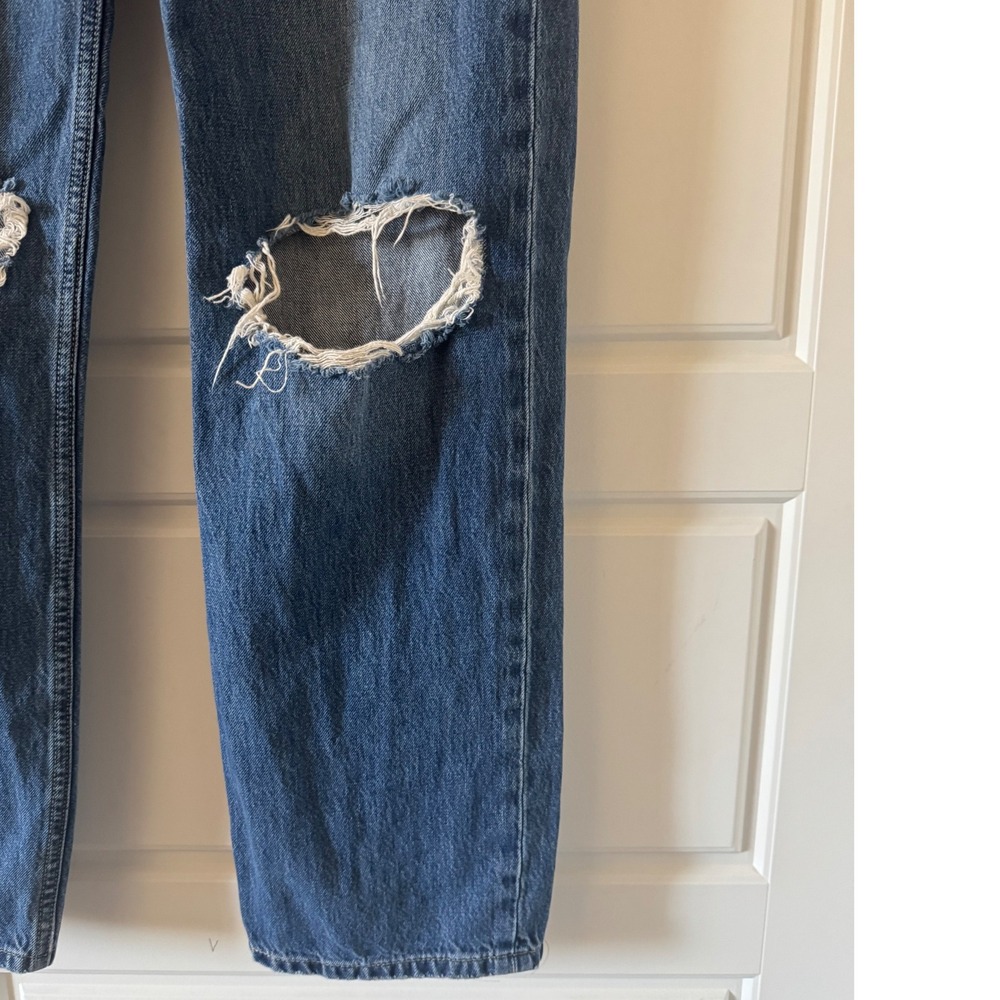 Levis sz 29 Women Blue Low Pro Straight Leg Dark Denim Distressed Baggy Jeans - Picture 7 of 15